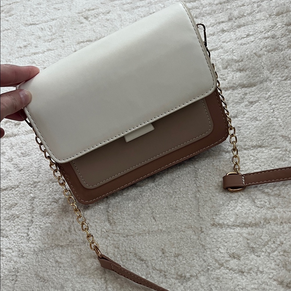 Elegant Cream and Brown Women's Crossbody Bag